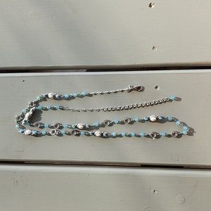 Sorrelli Agean Sea Beaded and Gemstone Station Long Silvertone Necklace